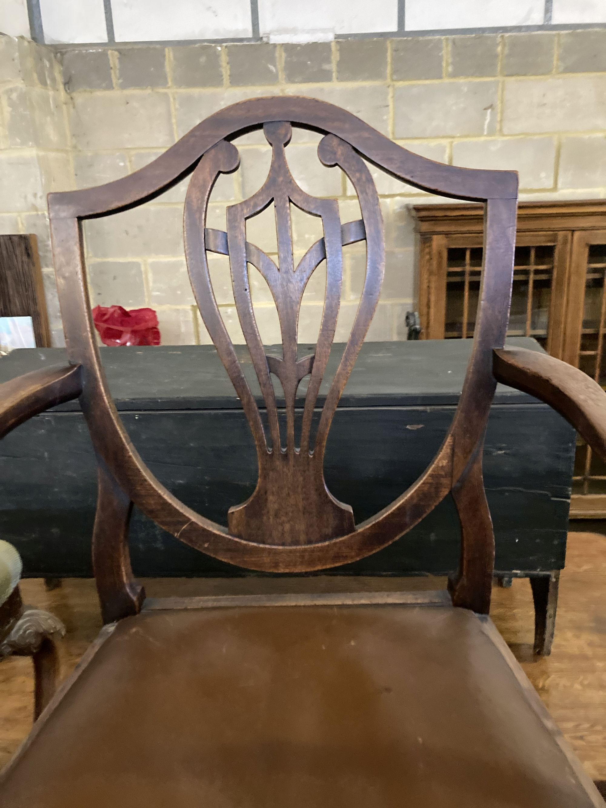 A George III mahogany elbow chair